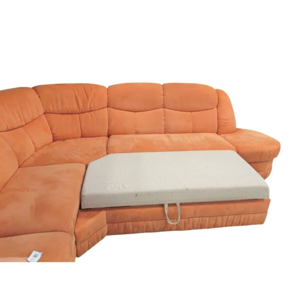 Couch mit Schlaffunktion und Bettkasten - Orange – Bild 3