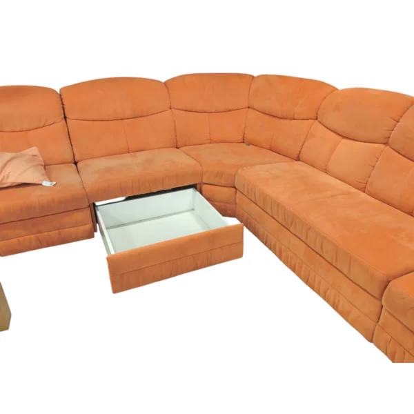 Couch mit Schlaffunktion und Bettkasten - Orange – Bild 5