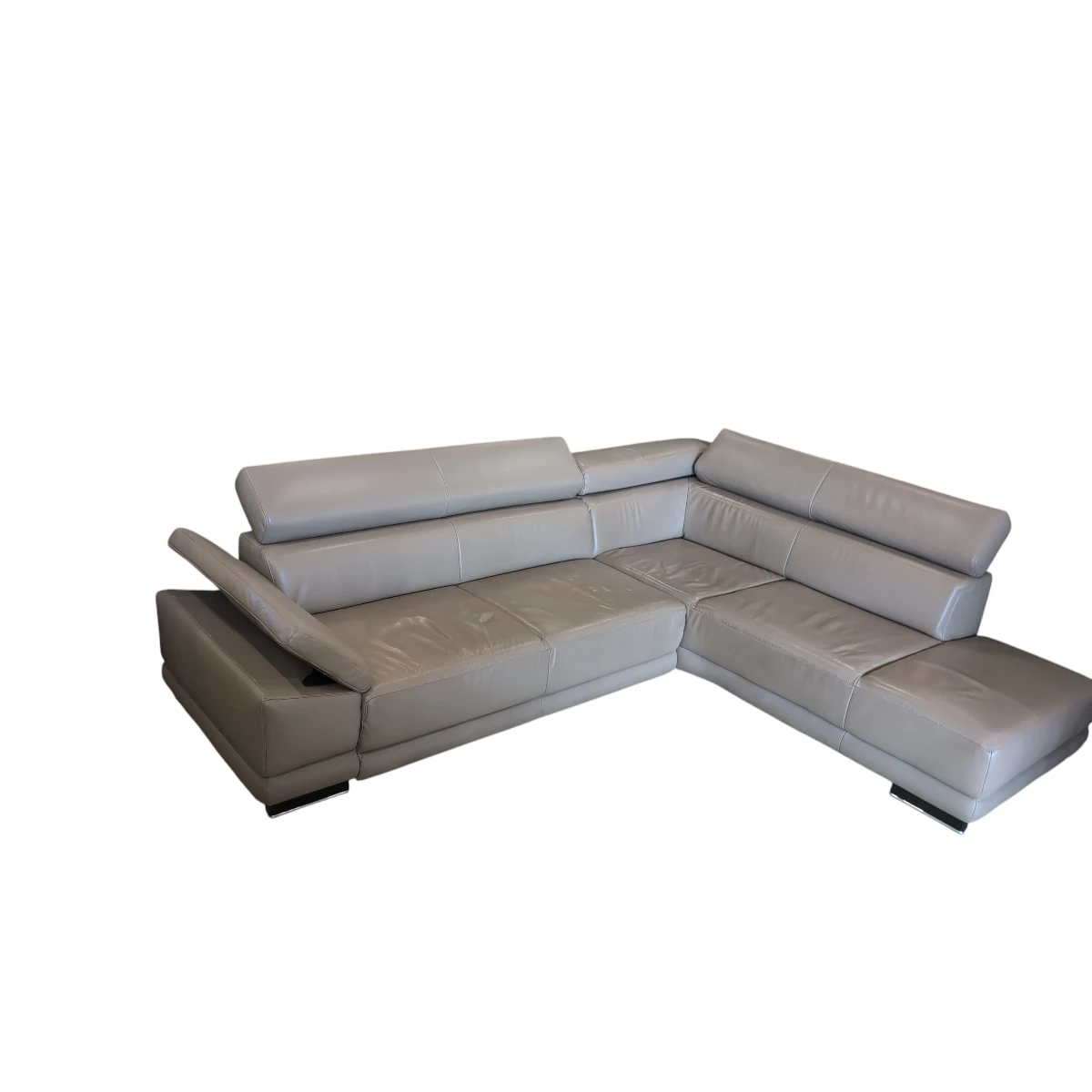 Eckcouch, Leder - Grau – Bild 2