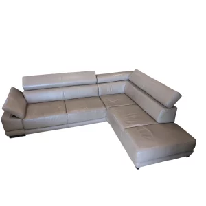 Eckcouch, Leder - Grau