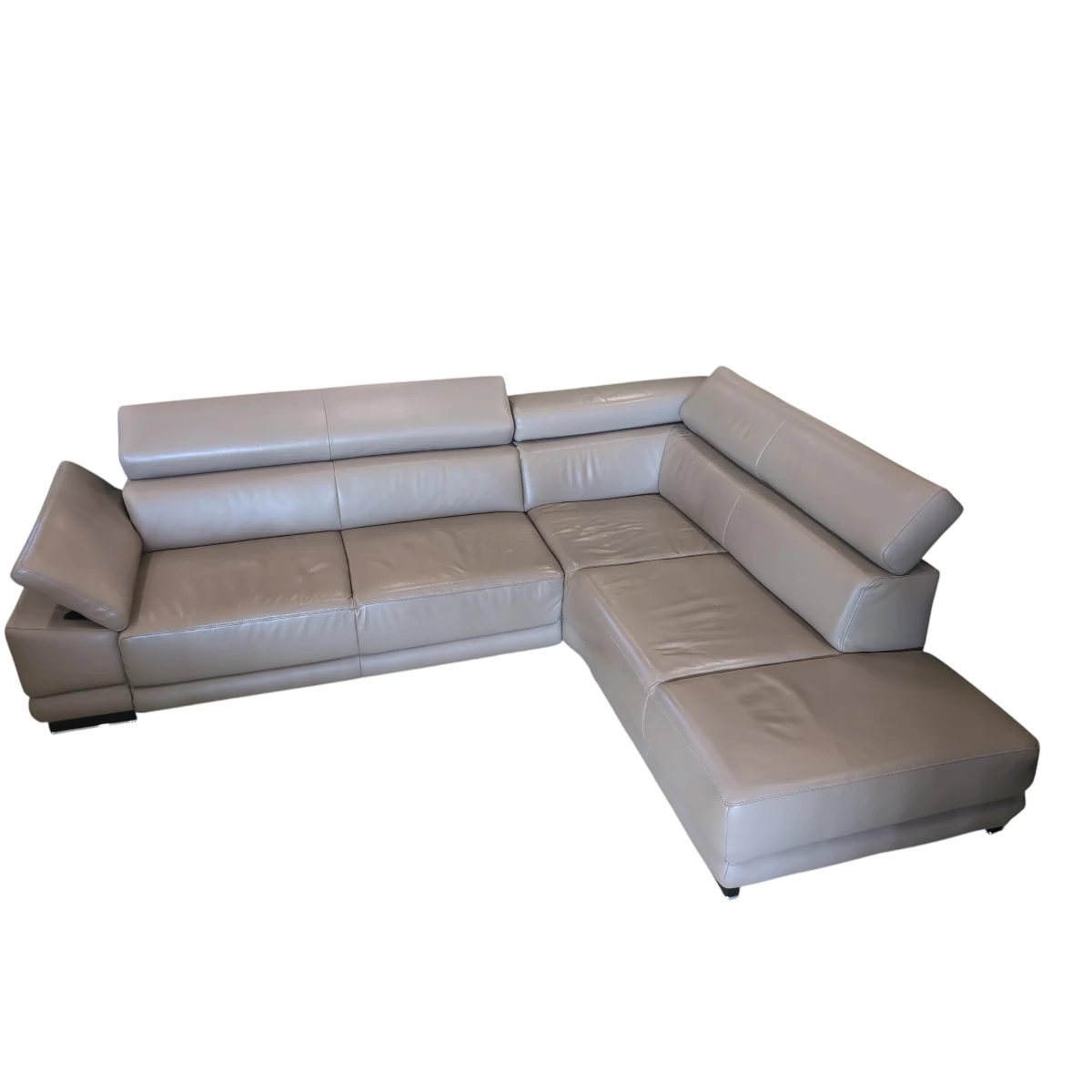 Eckcouch, Leder - Grau