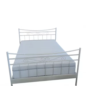 Metallbett mit Lattenrost, Matratze - Weiß