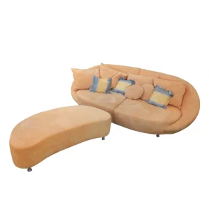 Couch halbrund mit Hocker - Apricot
