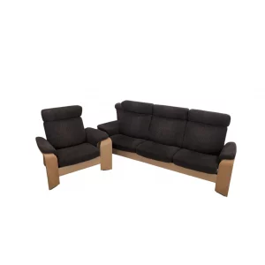 3-Sitzer mit Sessel, Braun