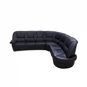 Rundcouch - Dunkelblau, Leder