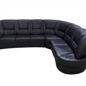 Rundcouch - Dunkelblau, Leder