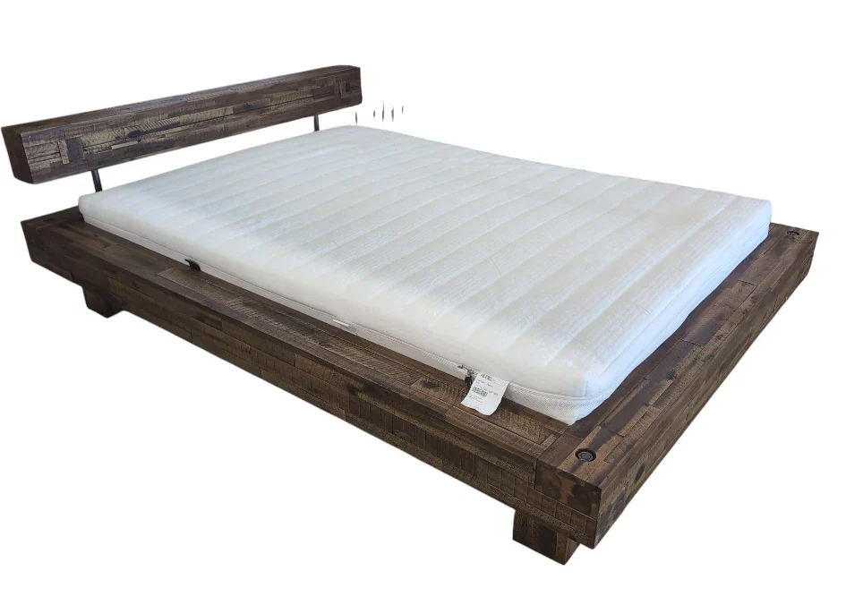 Bett "Altholzoptik" mit Matratze und Lattenrost – Bild 2