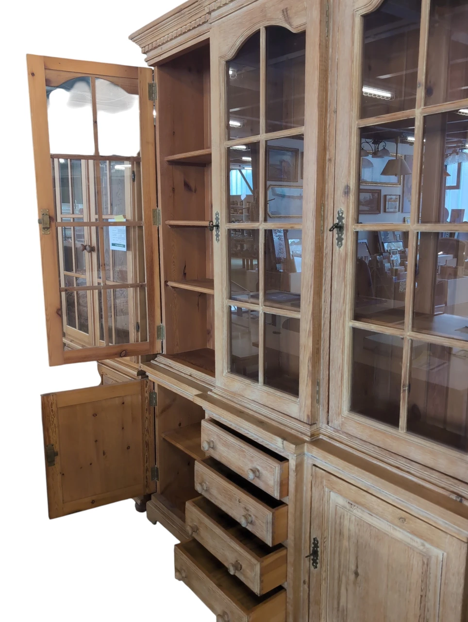 Vitrinenschrank Pinienholz / Farbe Karamelle – Bild 3