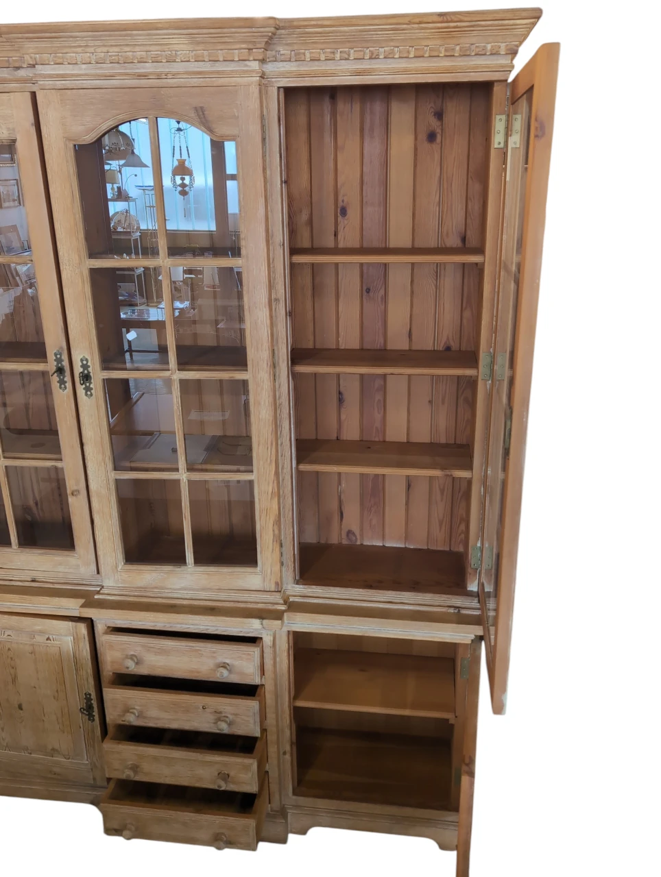 Vitrinenschrank Pinienholz / Farbe Karamelle – Bild 2