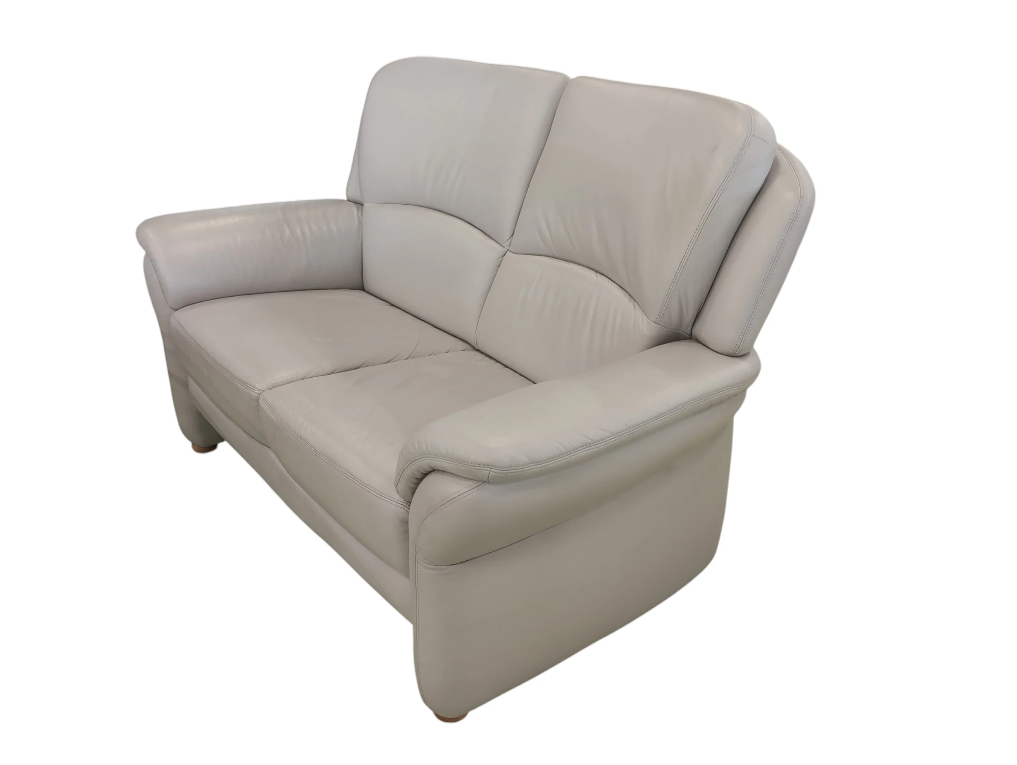 2-Sitze Ledercouch - Hellgrau – Bild 2